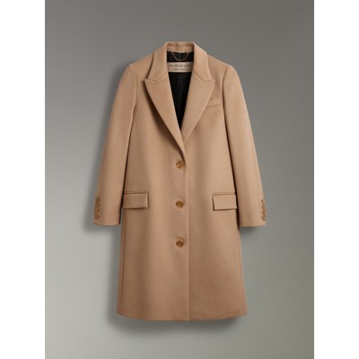 Wool Cashmere Tailored Coat in Camel 