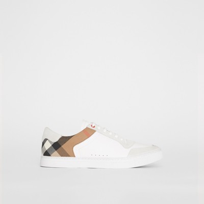 burberry house check and leather sneakers