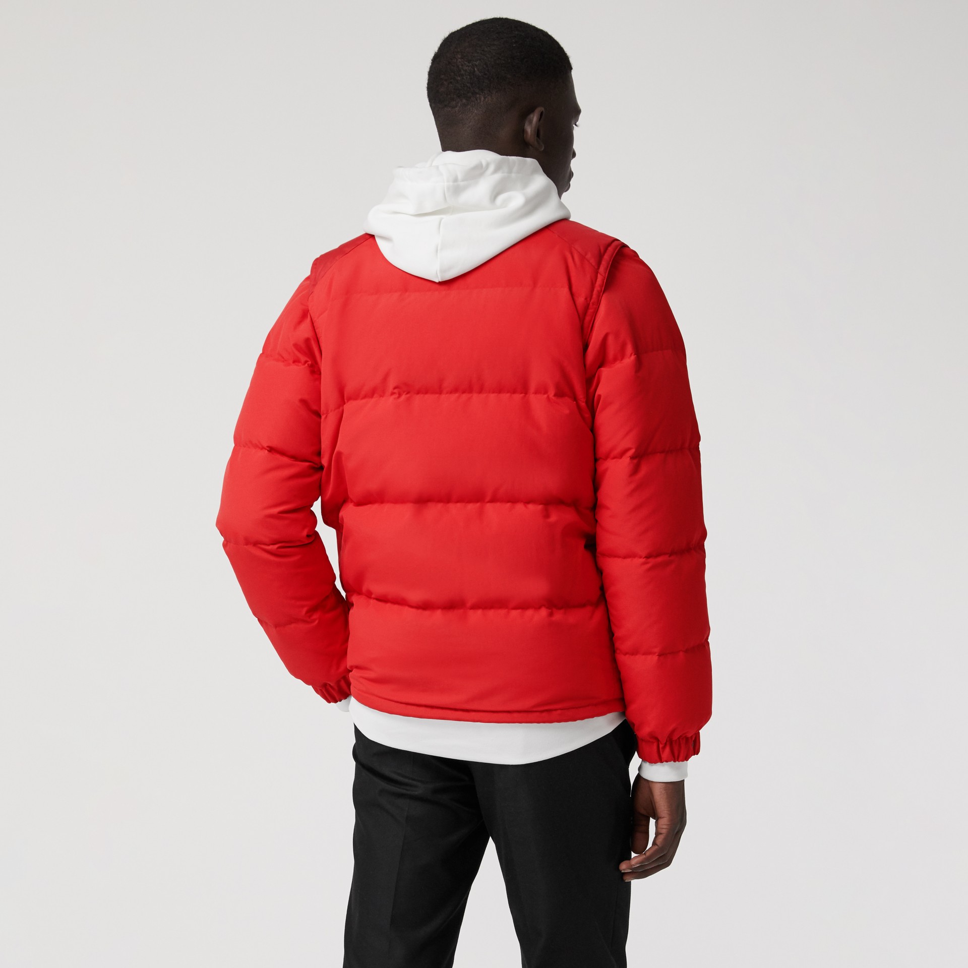 Detachablesleeve Downfilled Puffer Jacket in Bright Red Men