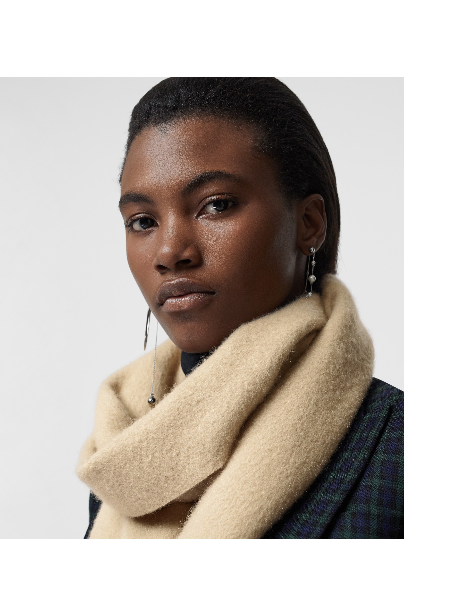 pale nude embroidered cashmere fleece scarf image51