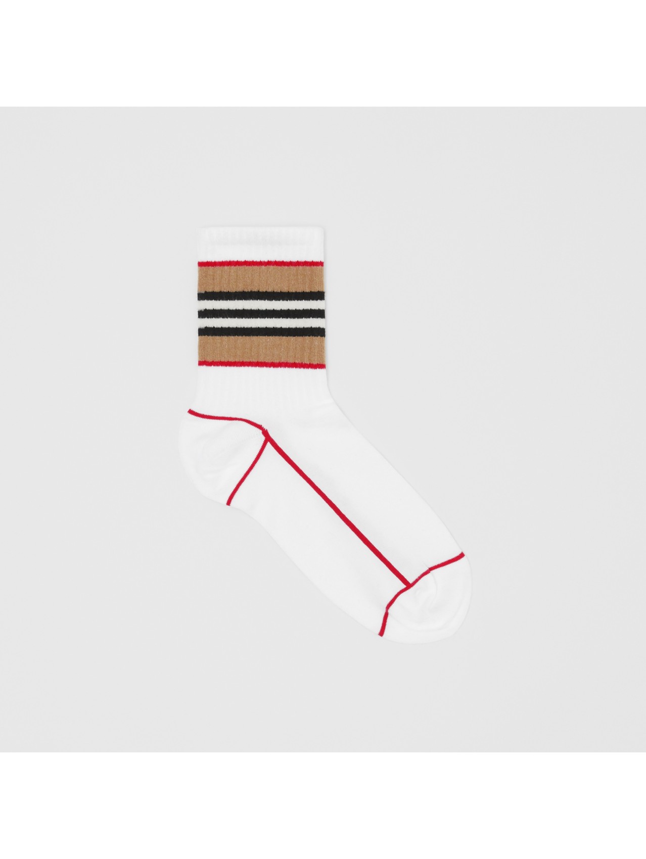 Socquettes en coton mélangé et intarsia à rayures iconiques in Blanc