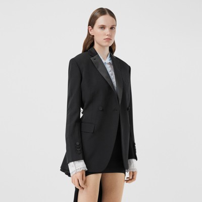 Cut-out Back Wool and Taffeta Tuxedo Jacket in Black - Women | Burberry ...
