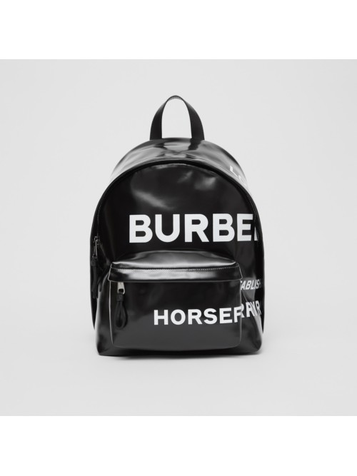 Burberry Horseferry Print Coated Canvas Backpack In Black/white