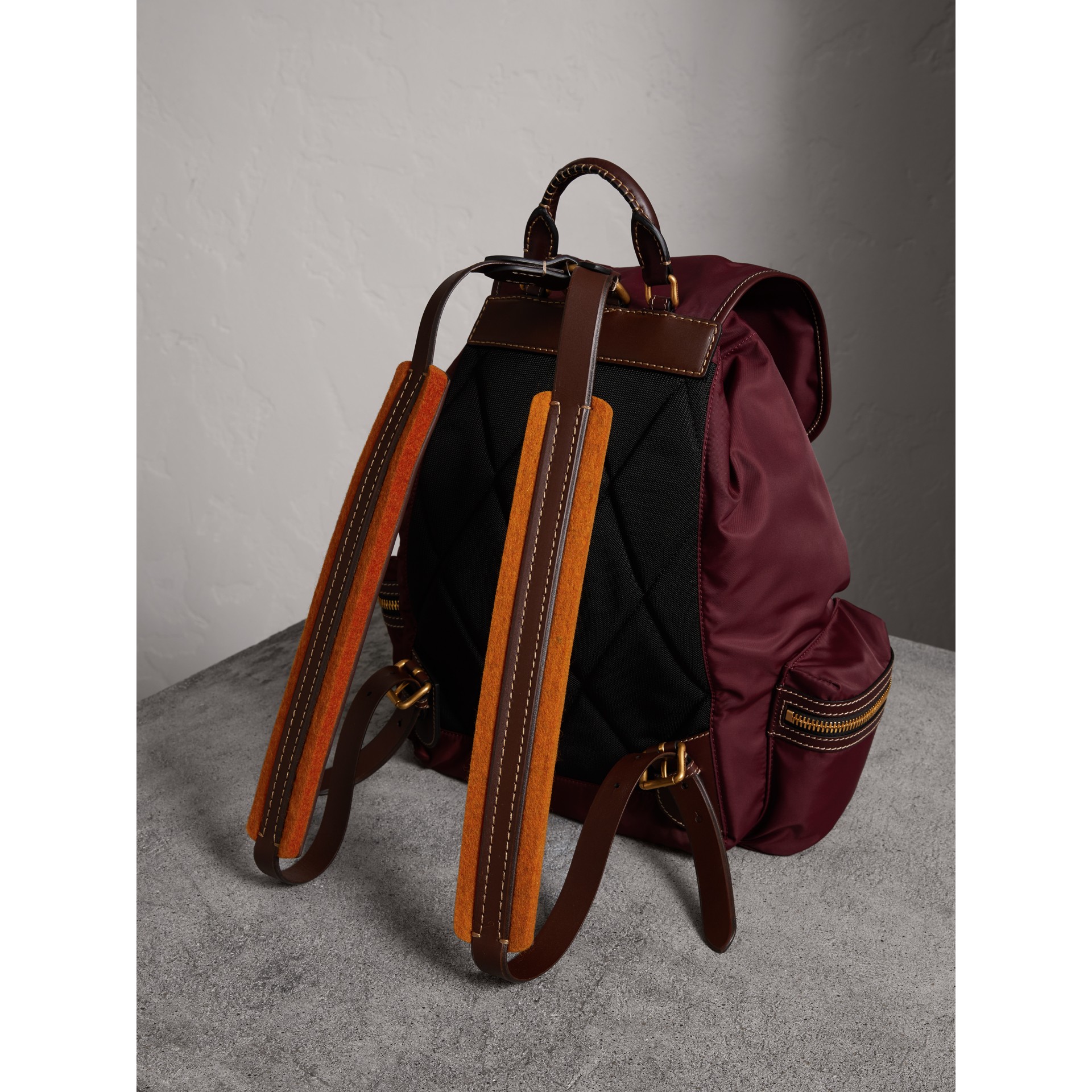 red leather rucksack