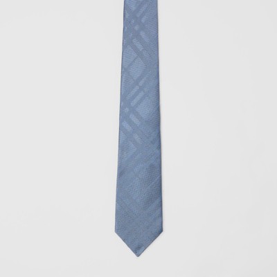 Modern Cut Check Silk Tie in Sky Blue 