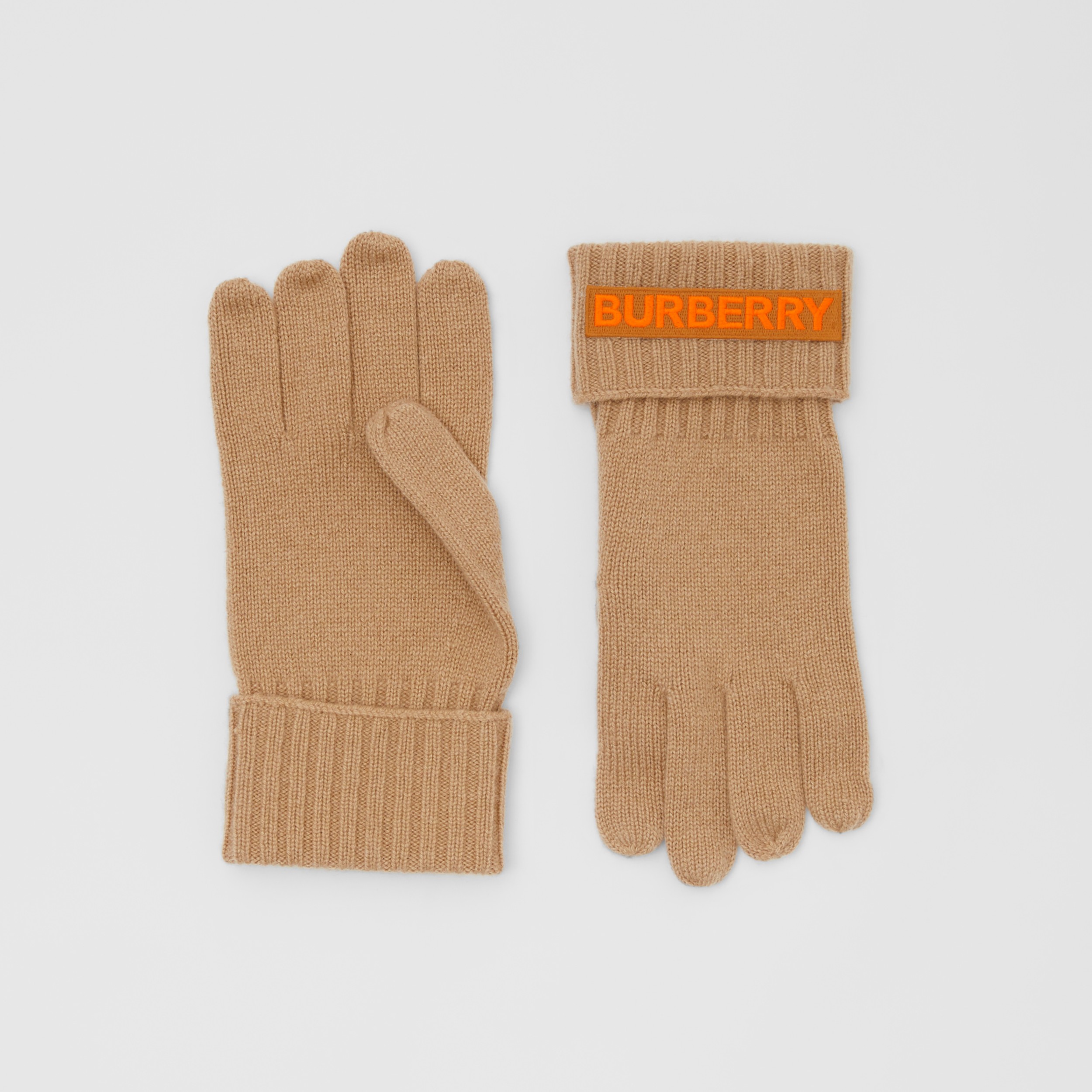 and Logo Appliqué Cashmere Gloves Archive Beige Burberry United States