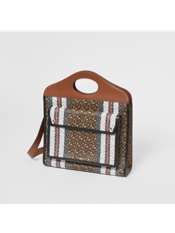 Burberry Medium Monogram Stripe Ecanvas Camera Bag