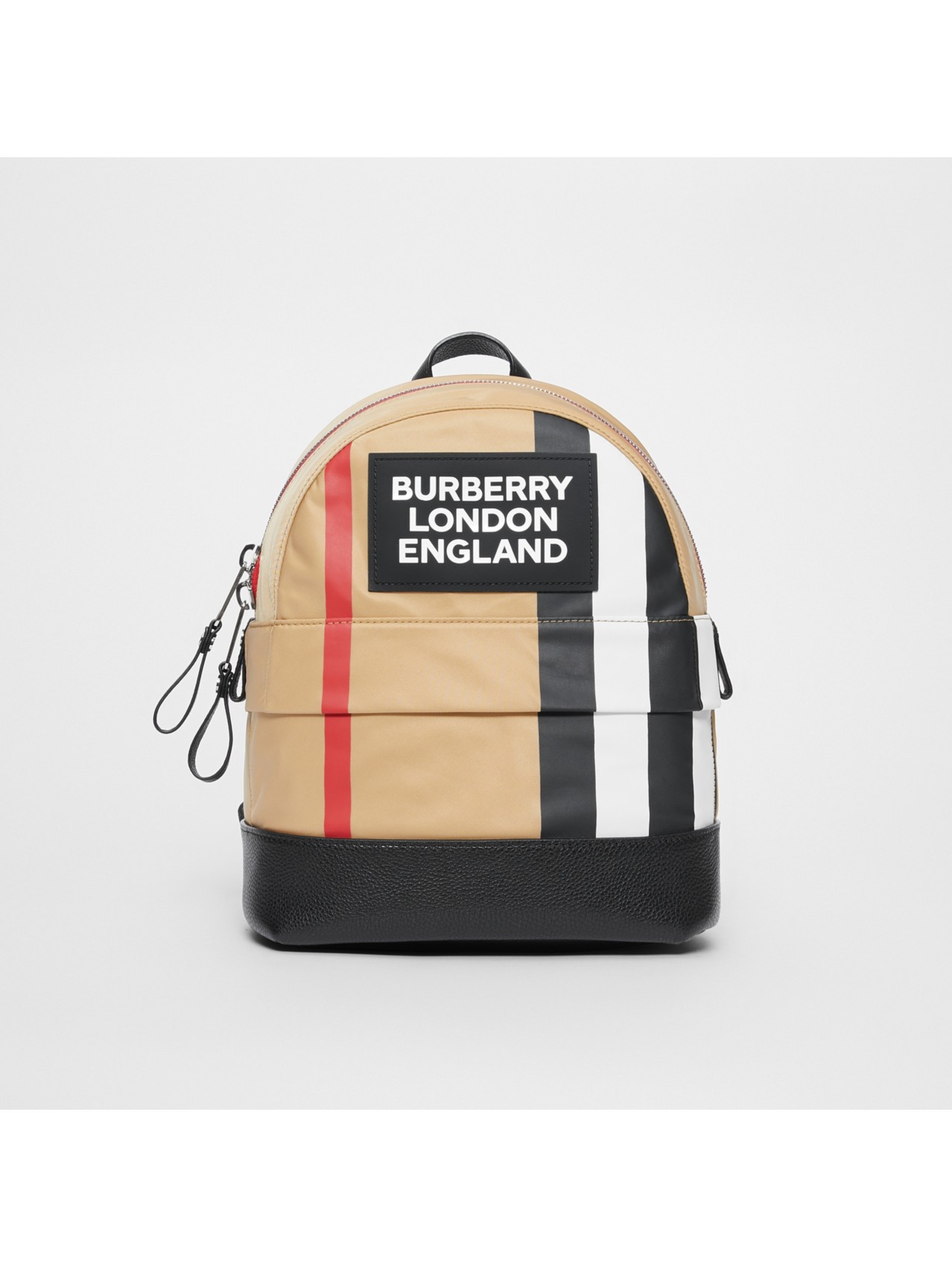 Sac à dos en nylon à rayures iconiques avec logo in Beige D'archive