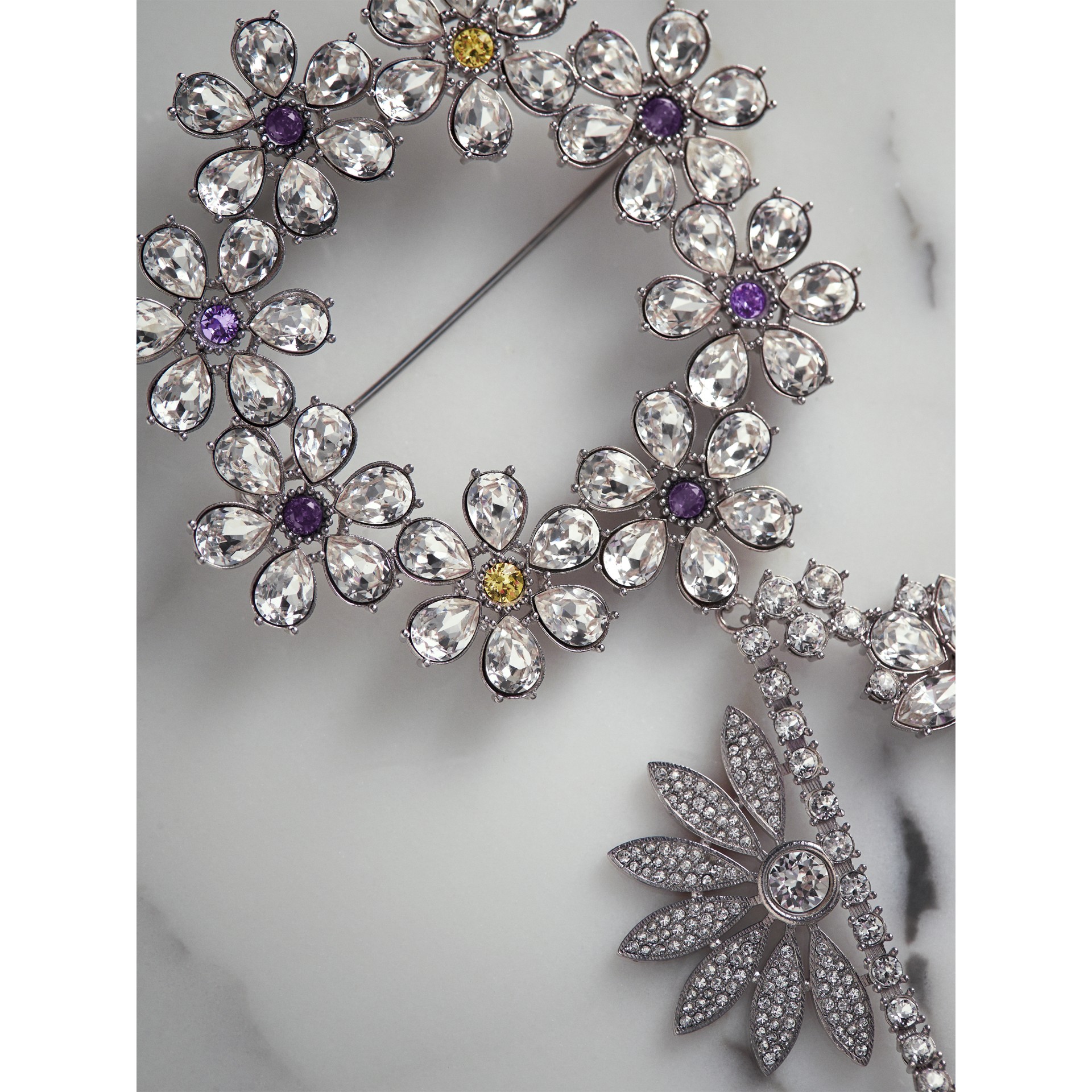 Crystal Daisy Chain Chandelier Brooch in Pale Lavender | Burberry ...