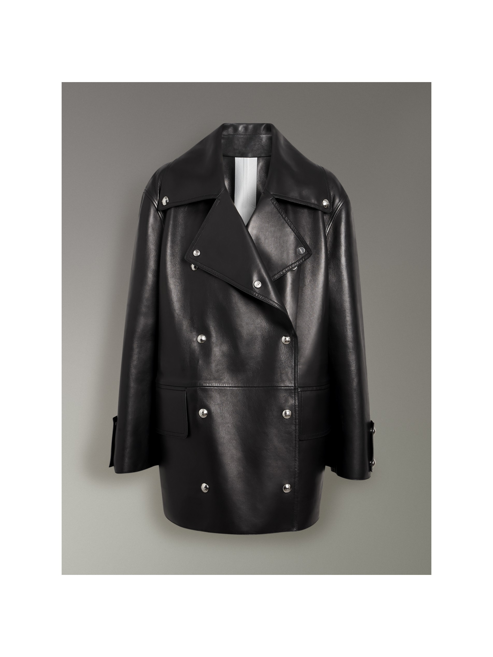 双排扣接合羔羊皮外套 (黑色) - 女士 | burberry 博柏利