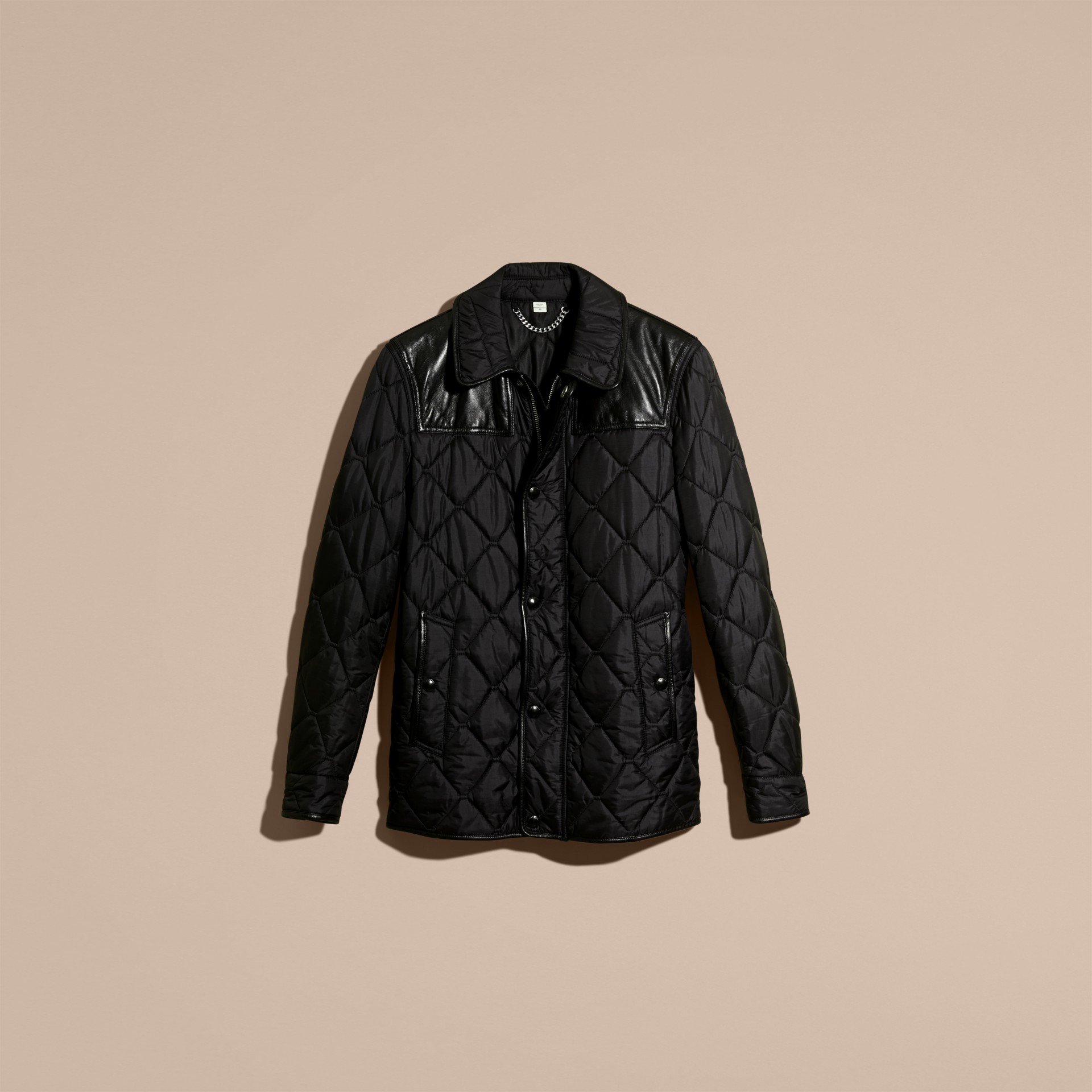 Lambskin Detail Field Jacket in Black Men Burberry