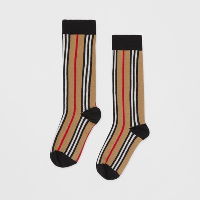 Icon Stripe Intarsia Cotton Blend Socks in Archive Beige - Children |  Burberry® Official