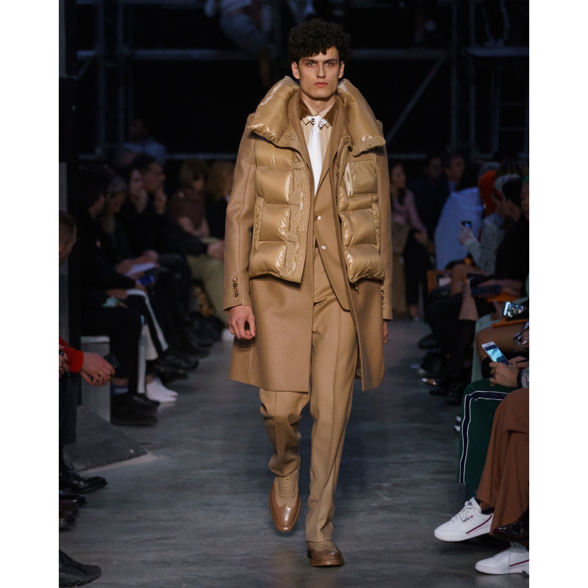 Down Filled Gilet Detail Camel Hair Tailored Coat Men Burberry