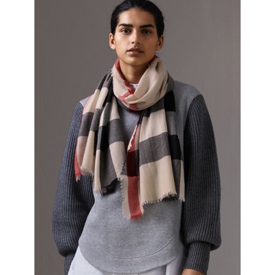 burberry check cashmere scarf