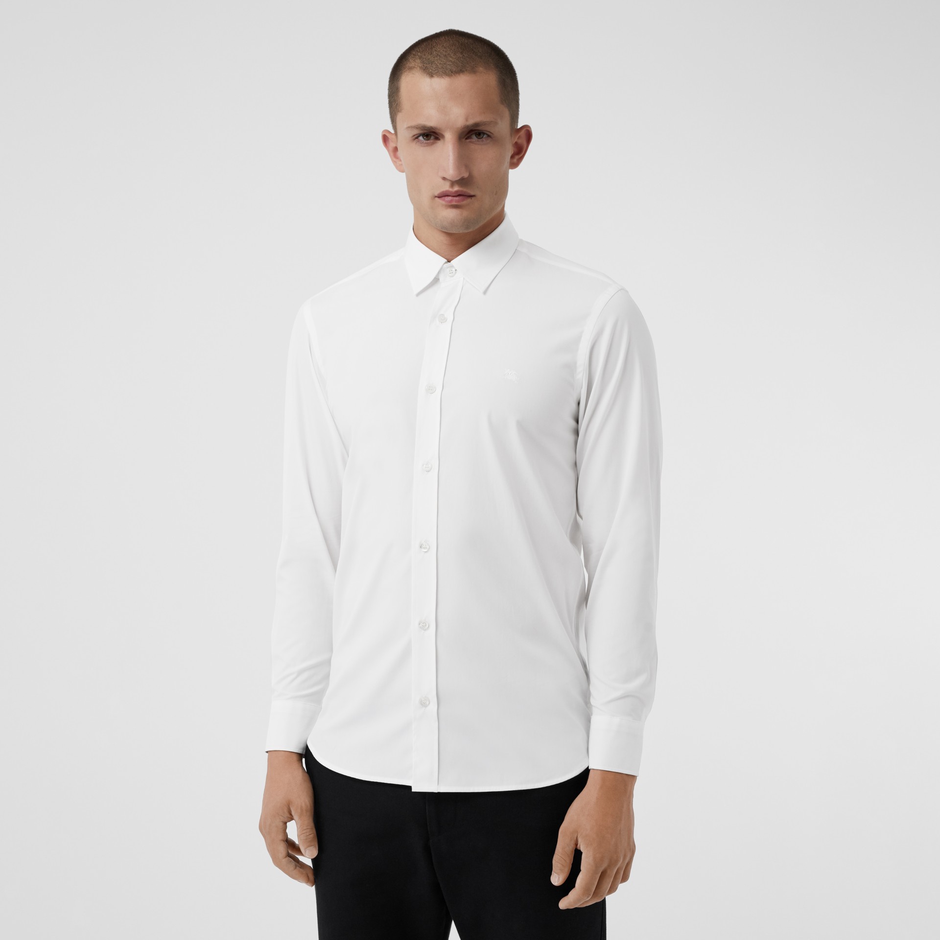 弹力棉府绸衬衫