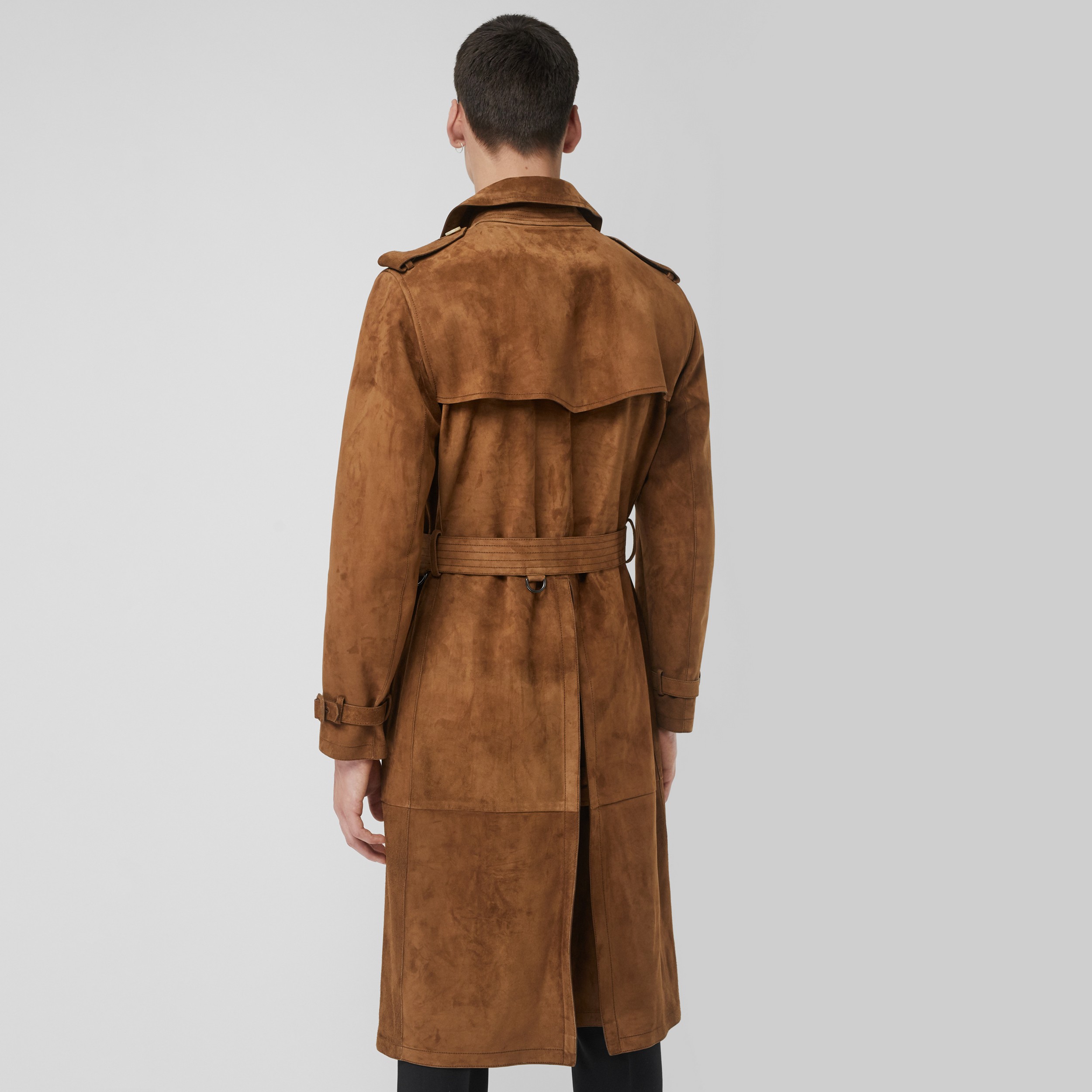 Suede Trench Coat in Sepia Brown - Men | Burberry United States