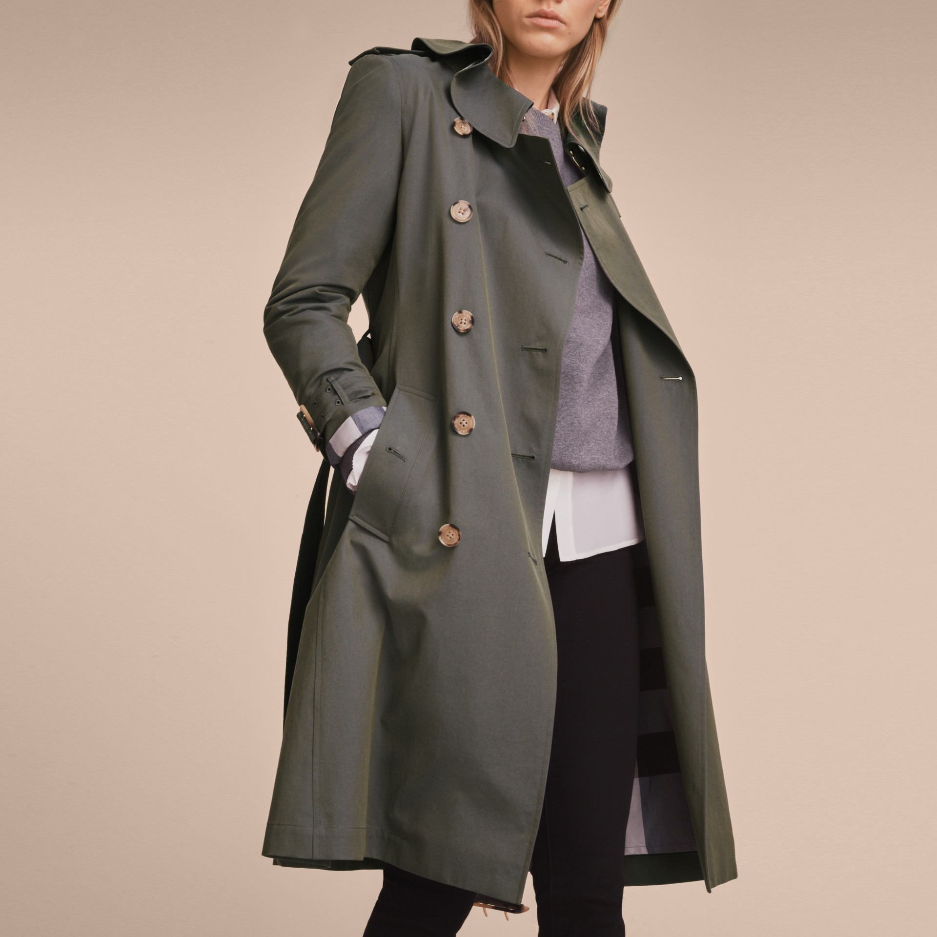 Burberry Short Leather Detail Sateen Trench Coat In Purple Lyst Burberry Women S Green Ruffle Trim Trench Coat