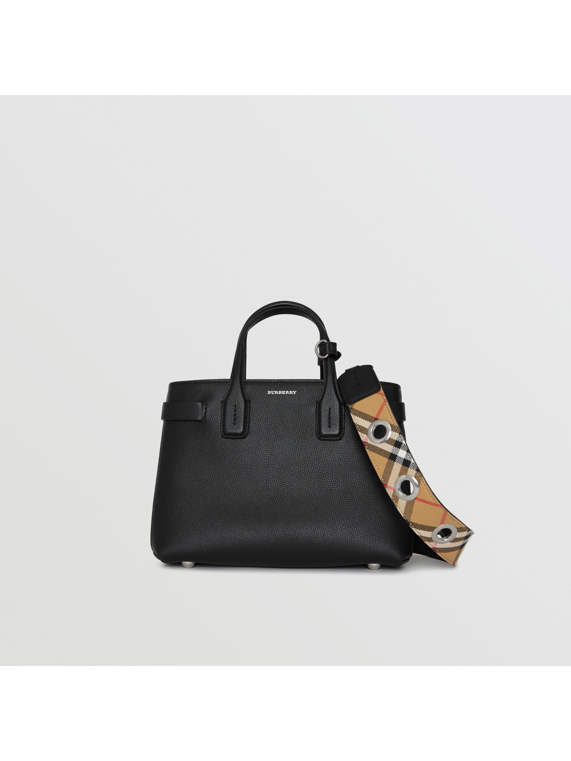 黑色the banner - 小号粒纹皮革班纳手袋 产品图片61