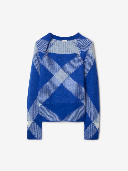 Burberry Check Alpaca Wool Blend Sweater In Knight