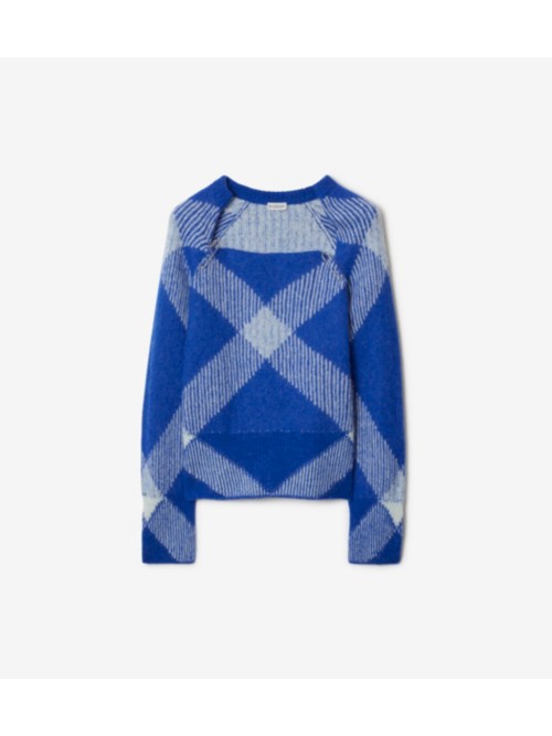 Burberry Check Alpaca Wool Blend Sweater In Knight