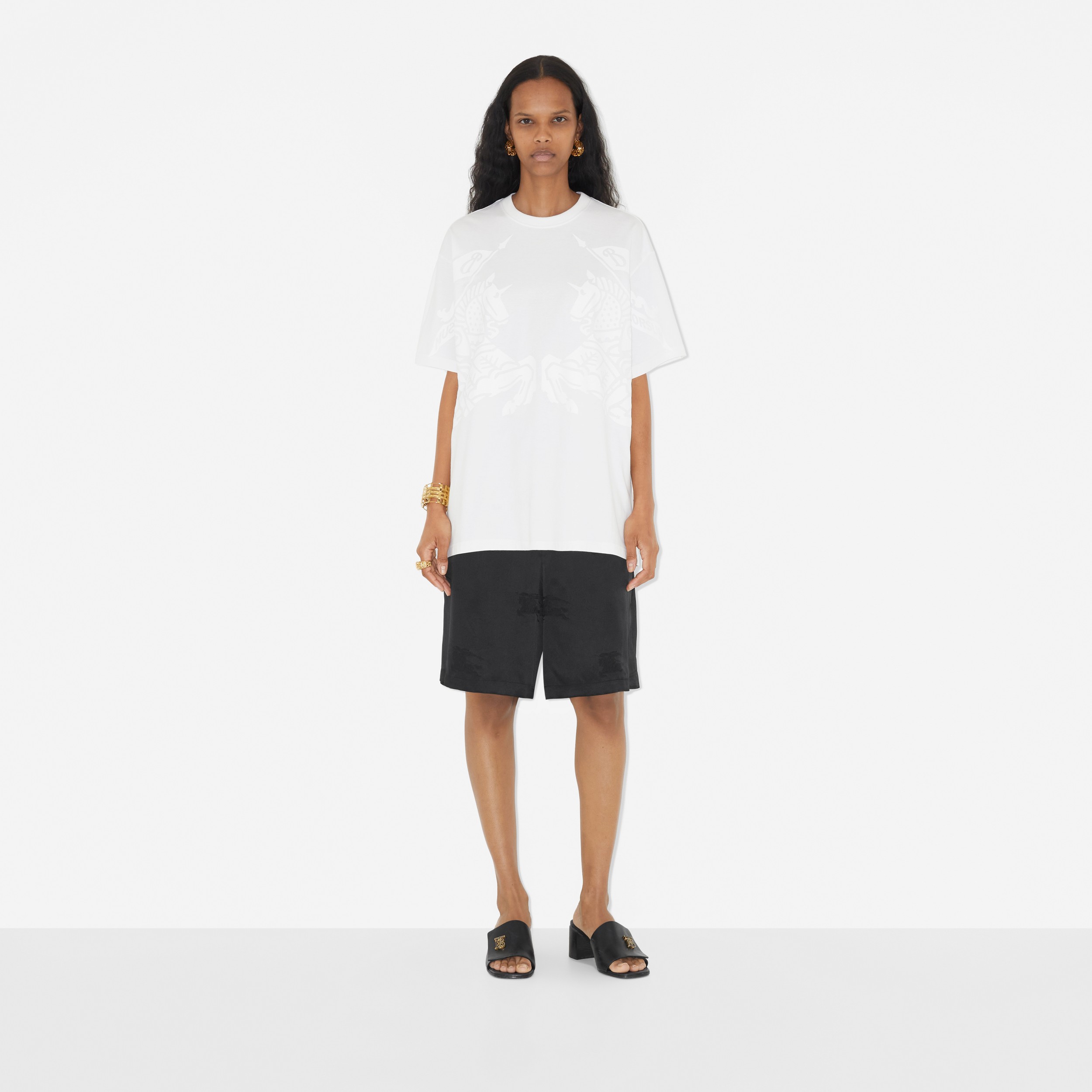EKD Cotton Oversized T-shirt in White - Women | Burberry® Official - 2