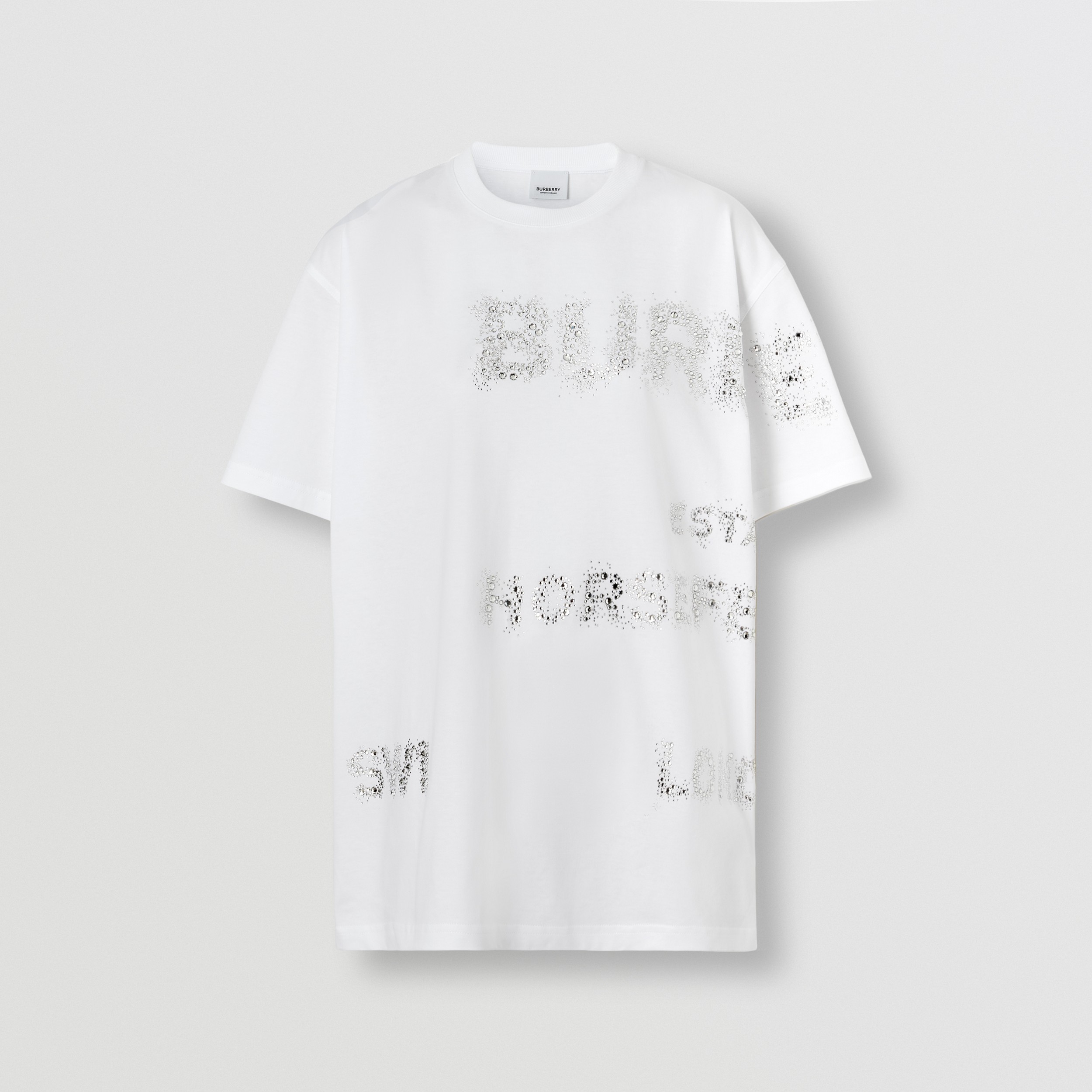 Crystal Horseferry Cotton Oversized T-shirt in White - Women | Burberry® Official - 4