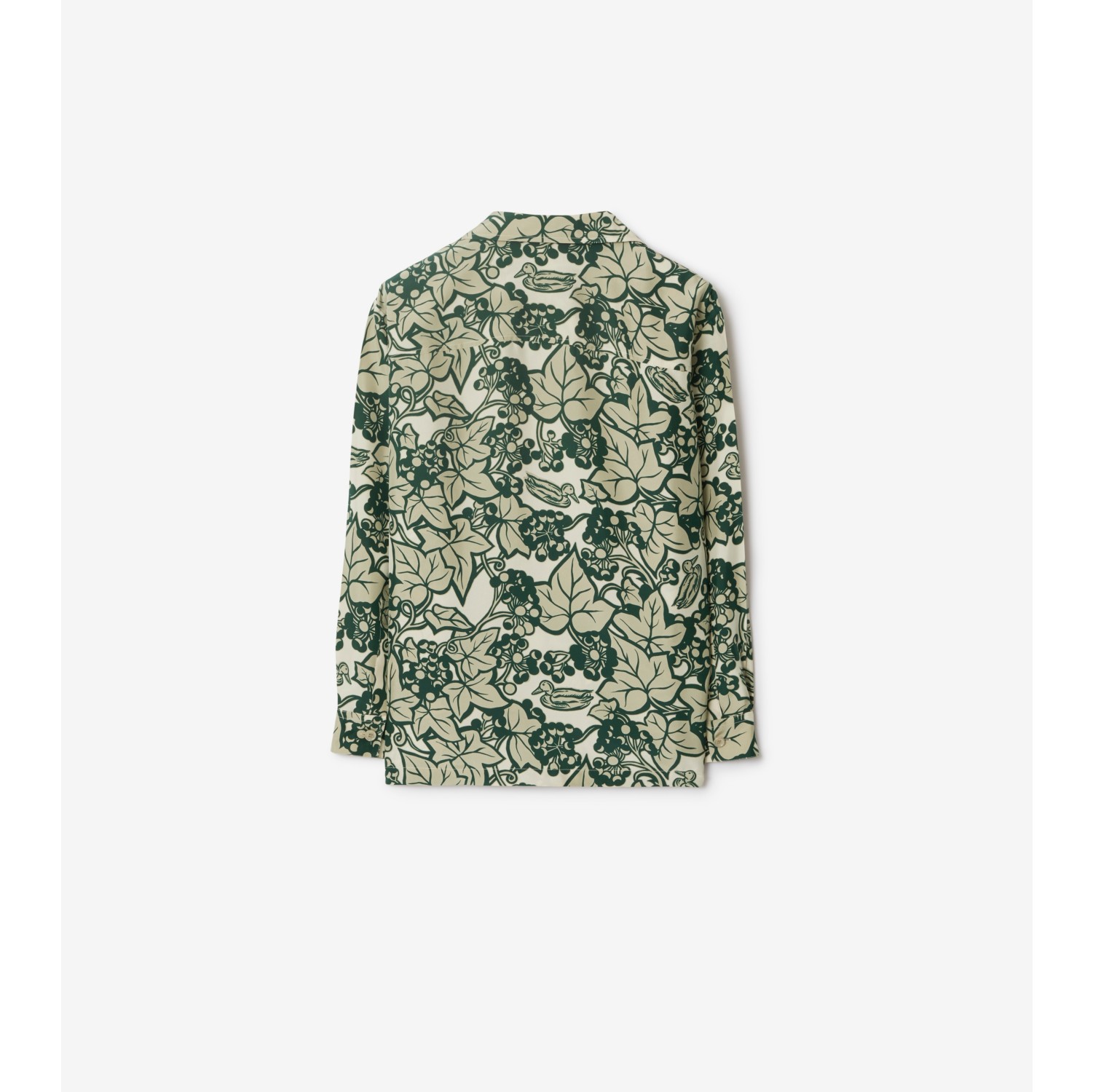 Camisa de seda com estampa de plantas hera