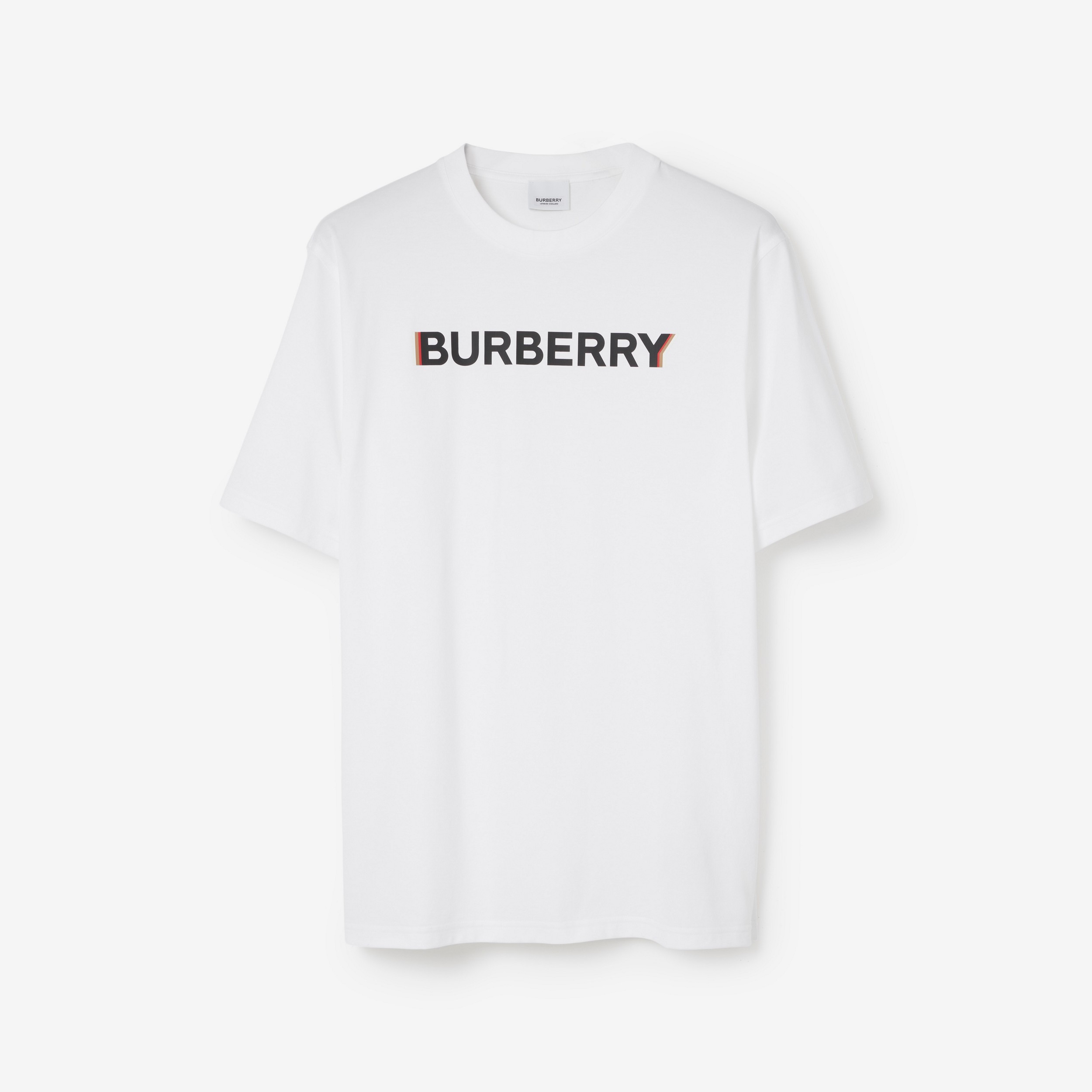 Logo Print Cotton T-shirt in White - Men | Burberry® Official - 1