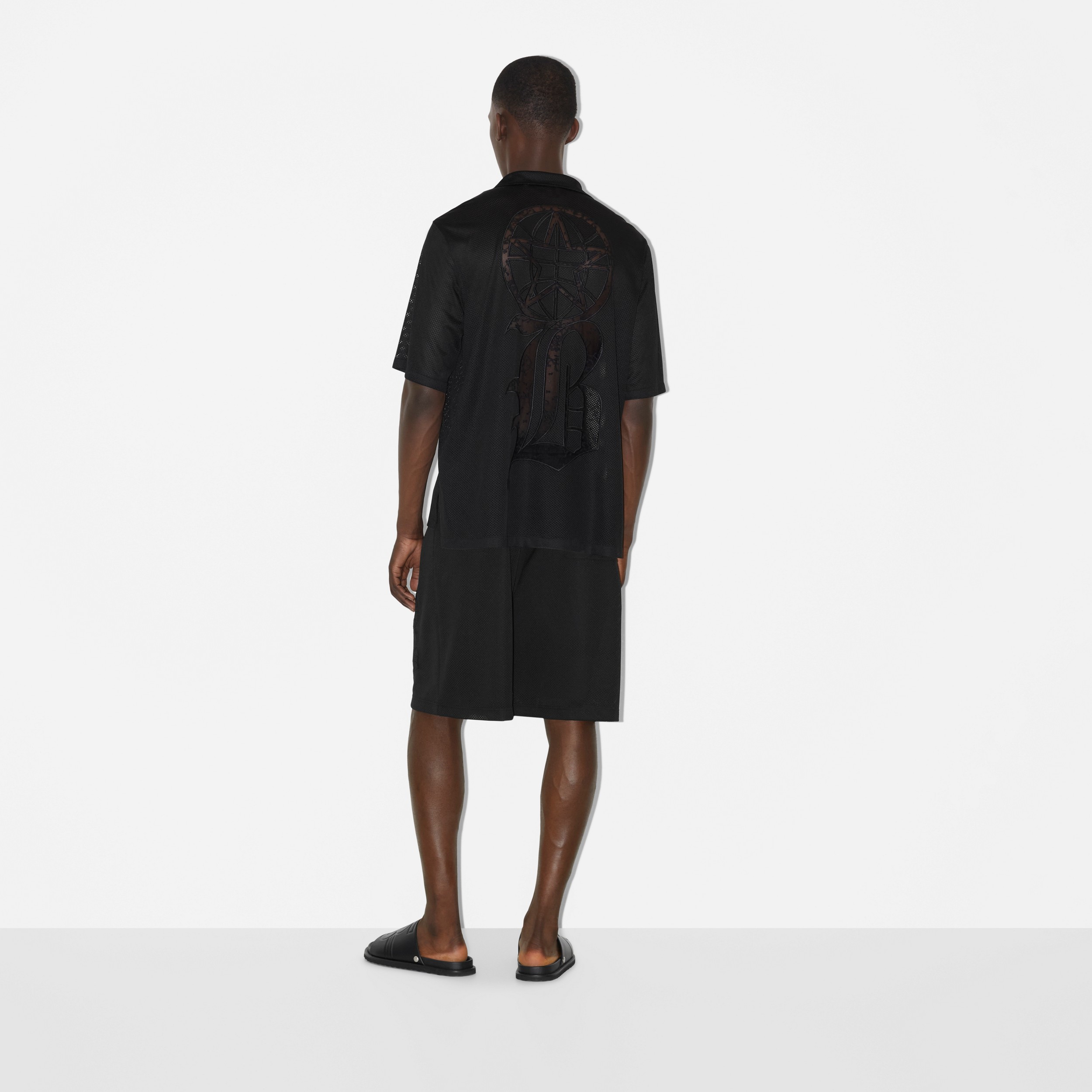 Varsity Graphic Mesh Pyjama Shirt in Black - Men | Burberry® Official - 4