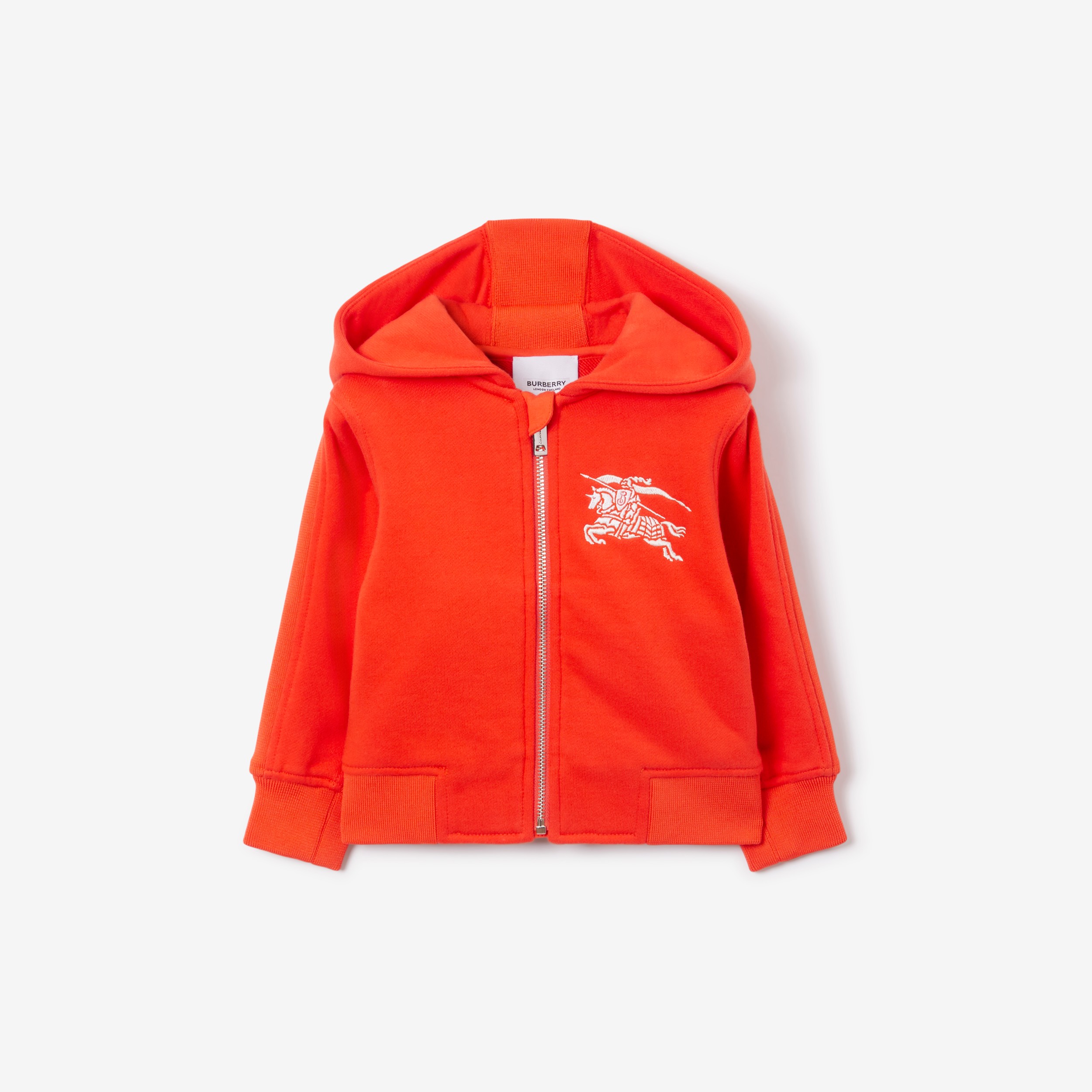Embroidered EKD Cotton Zip Hoodie in Scarlet Orange - Children | Burberry®  Official