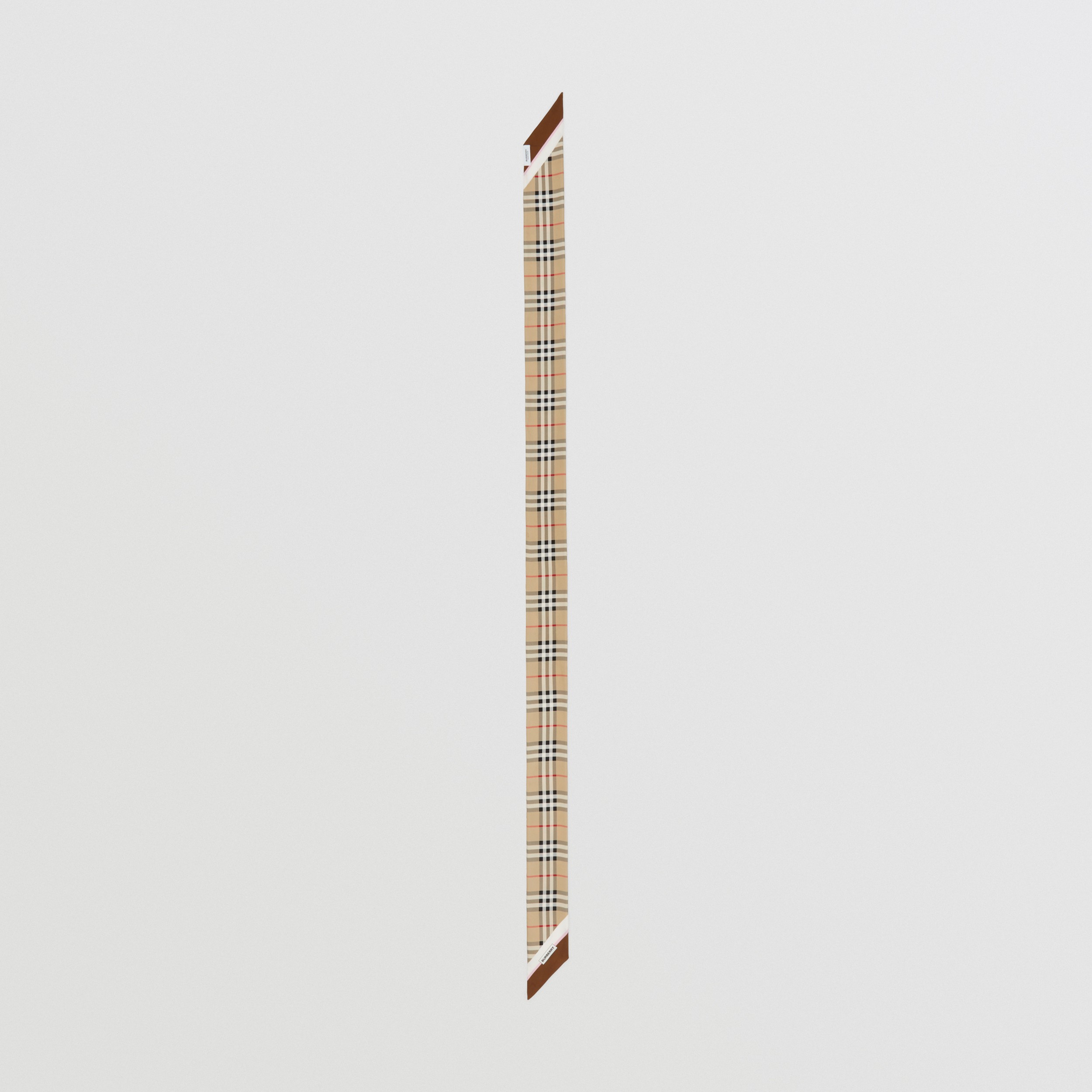 Sciarpa sottile in seta con stampa tartan e fiori (Beige Archivio) | Sito ufficiale Burberry® - 4