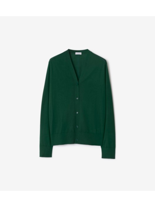 Shop Burberry Wool Cardigan In Ivy