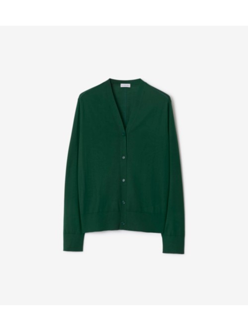 Burberry Fine-knit Wool Cardigan In Ivy