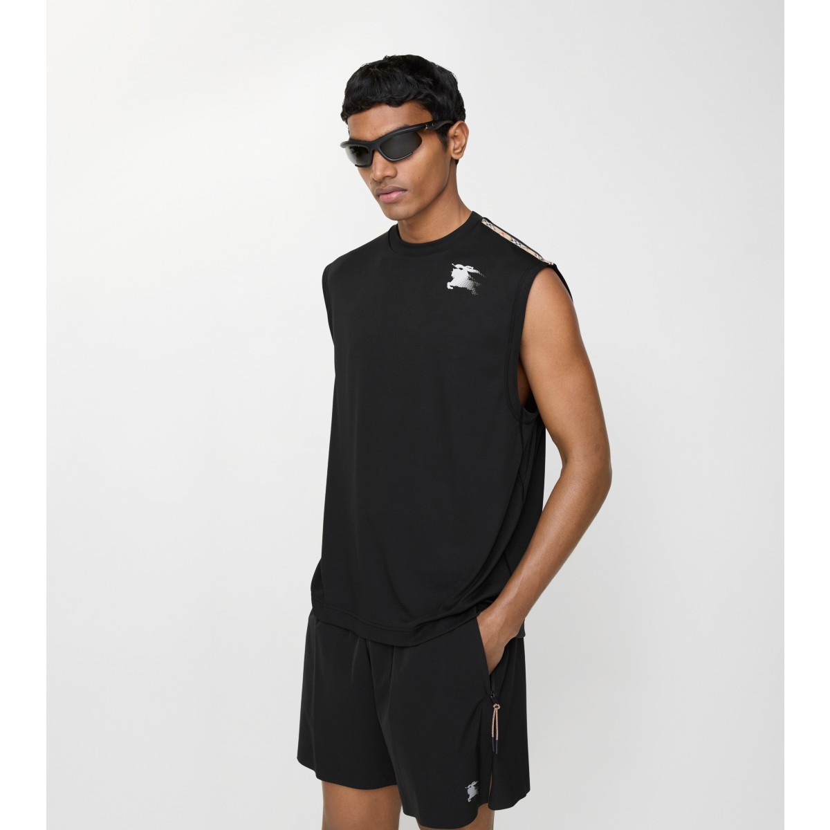  Check Trim Jersey Tank Top