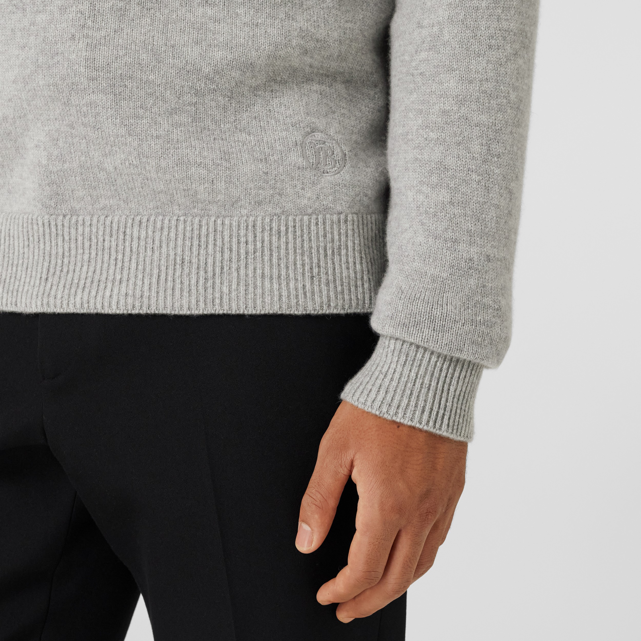 Monogram Motif Cashmere Sweater in Light Grey Melange - Men | Burberry® Official - 2