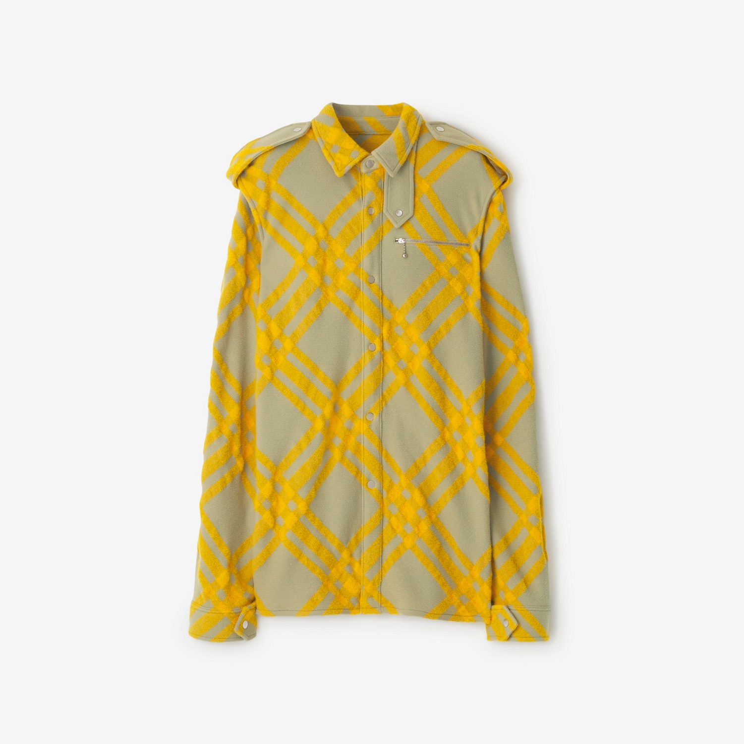 格纹羊毛混纺衬衫 (猎户米) - 女士 | Burberry® 博柏利官网
