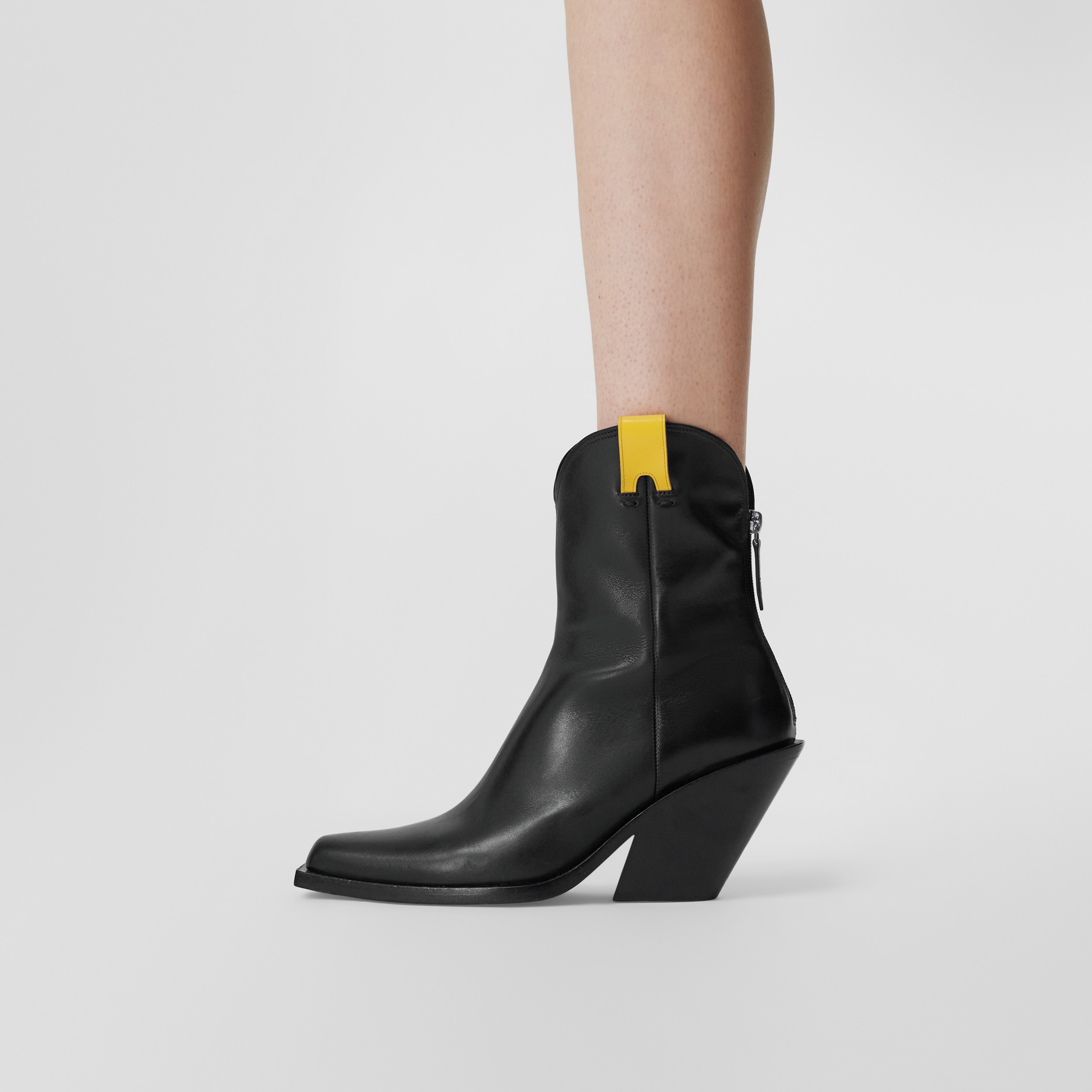 Leather Ankle Boots in Black - Women | Burberry® Official - 3