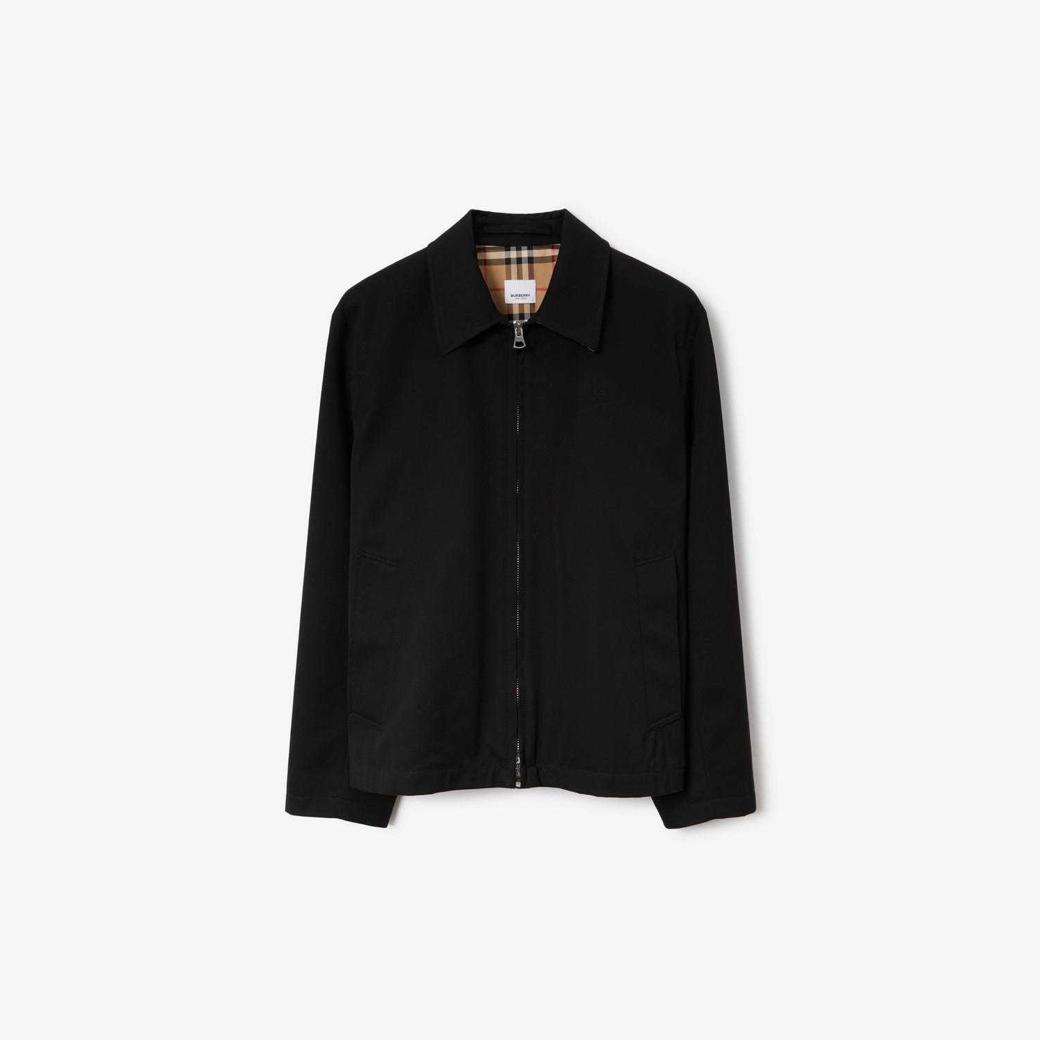 Gabardine Harrington Jacket in Black - Men, Cotton | Burberry® Official