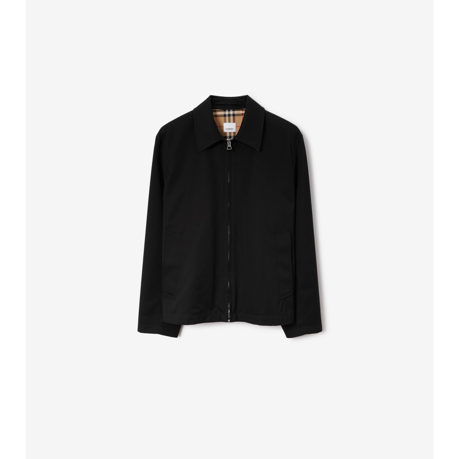 Gabardine Harrington Jacket in Black - Men, Cotton | Burberry 