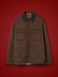Dark Truffle Brown Check Quilted Reversible Overshirt