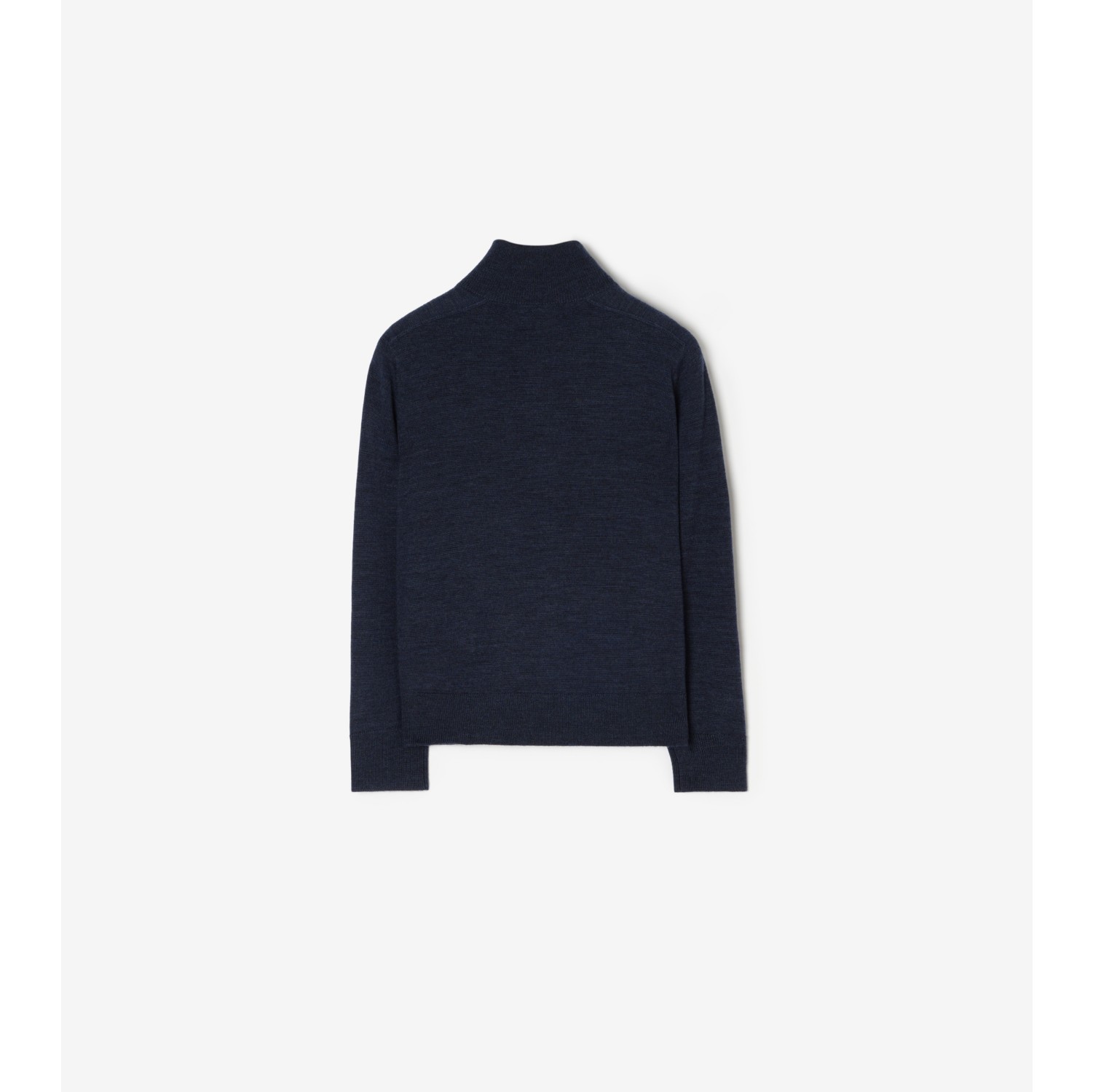 Check Trim Wool Half-zip Sweater