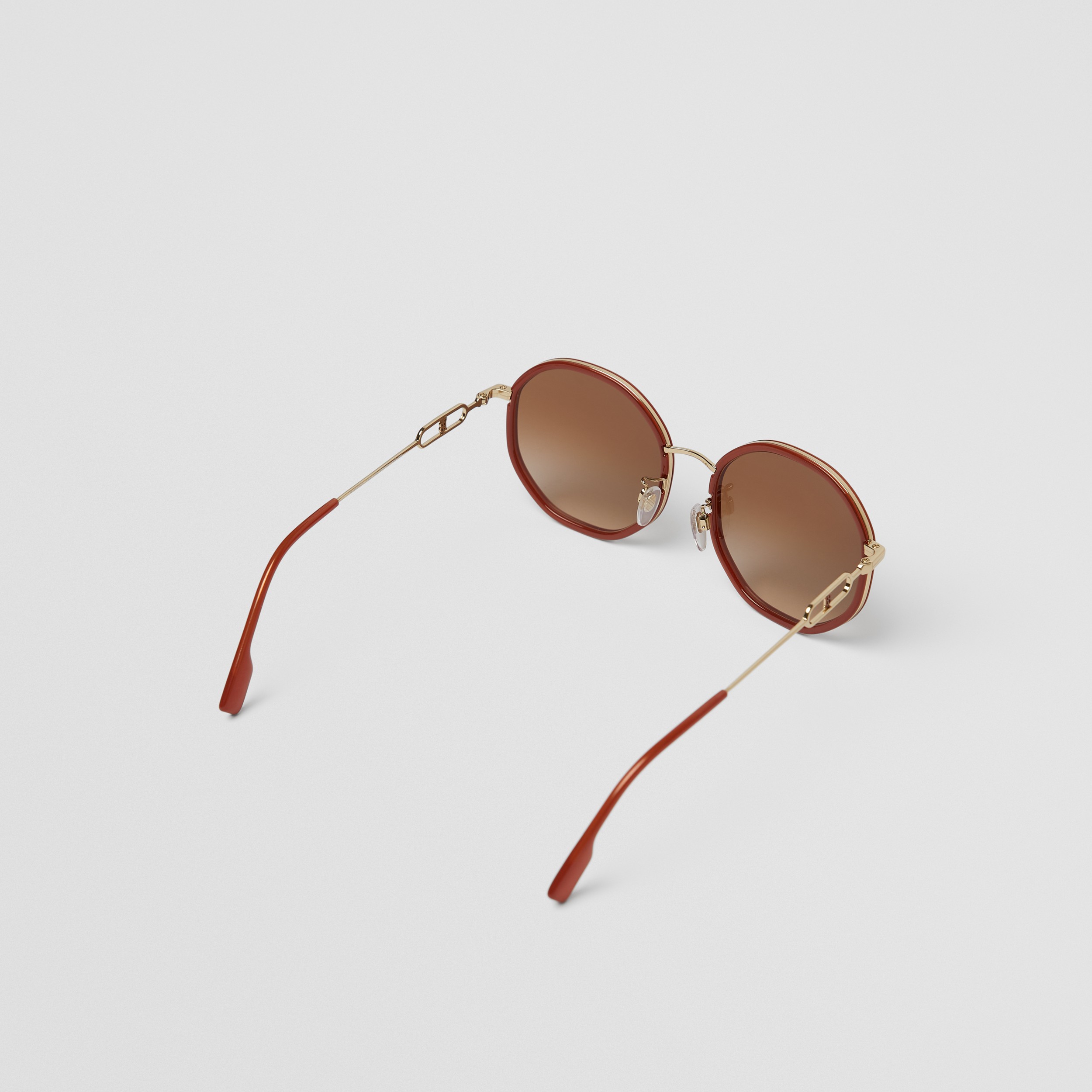 Chain-link Detail Geometric Frame Sunglasses in Orange - Women | Burberry® Official - 4