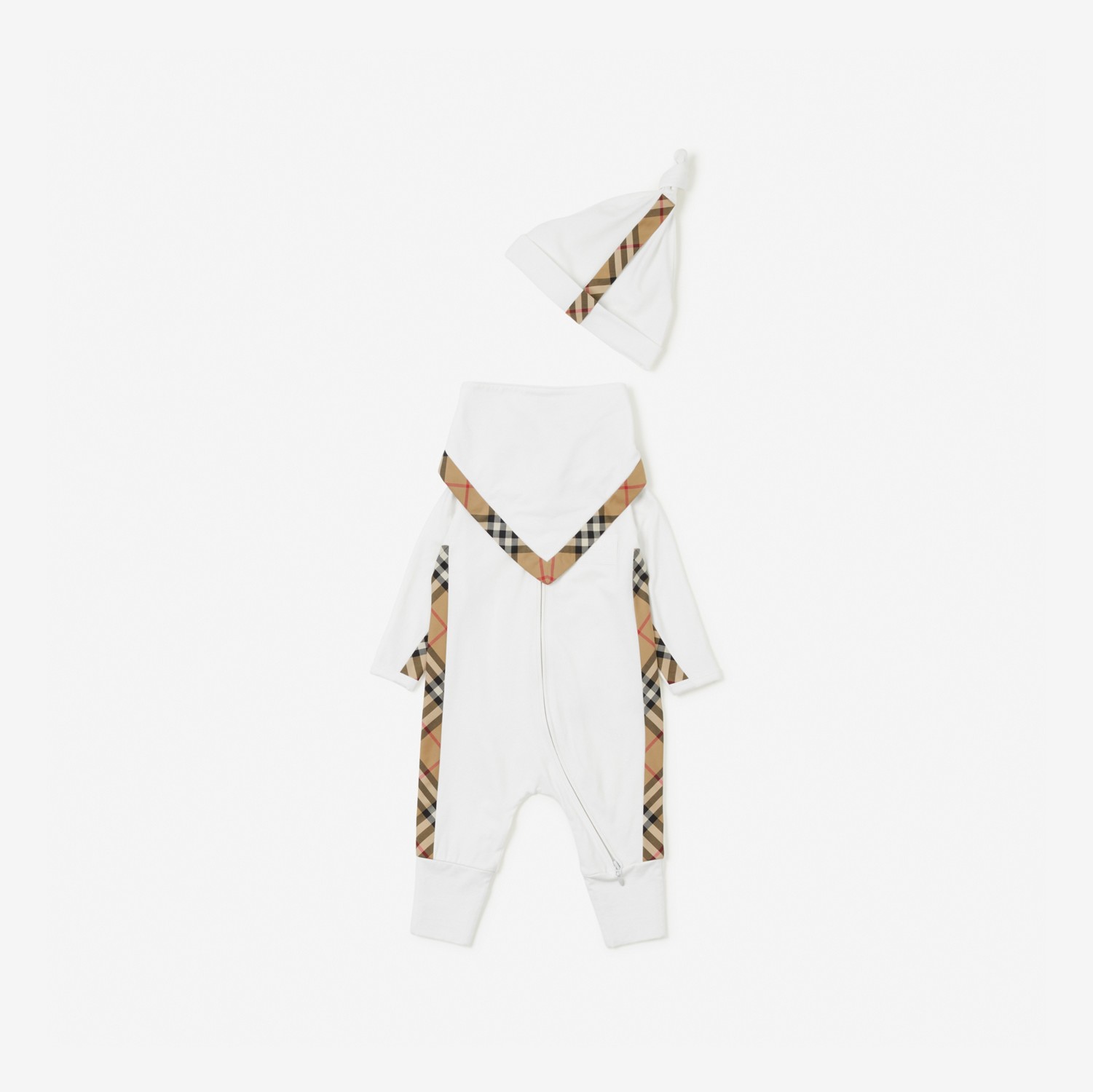 棉质混纺三件套婴儿礼品套装 (白色) - 儿童 | Burberry® 博柏利官网