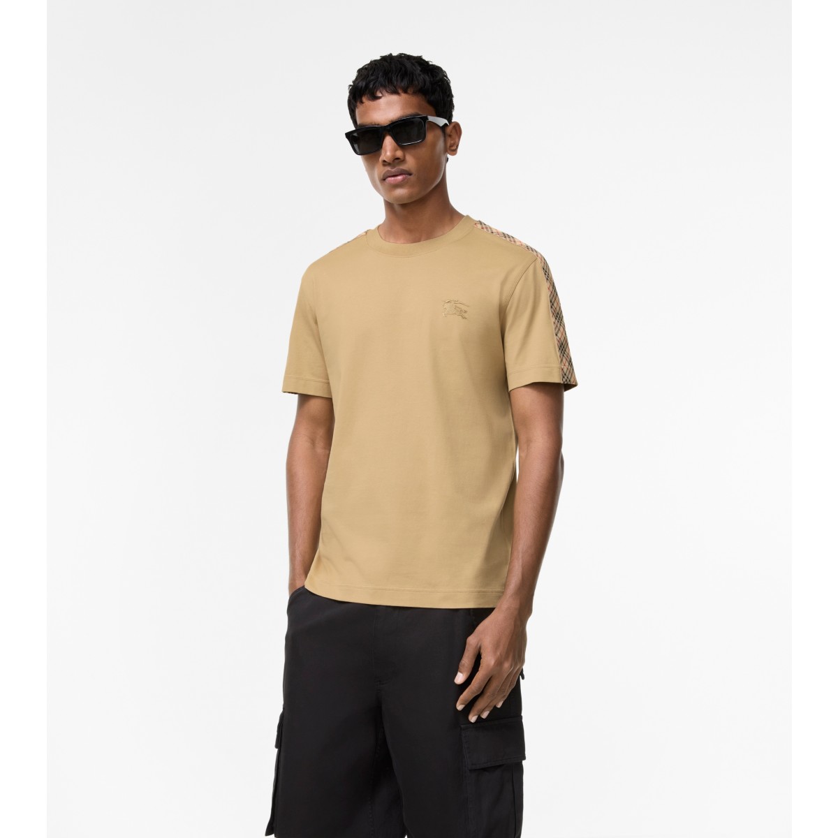  Check Trim Cotton T-shirt