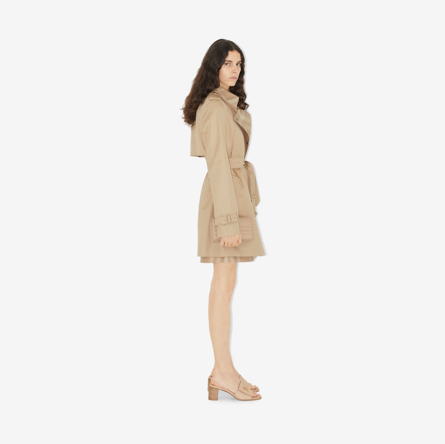 Check Panel Cotton Gabardine Trench Coat in Soft Fawn - Women | Burberry® Official