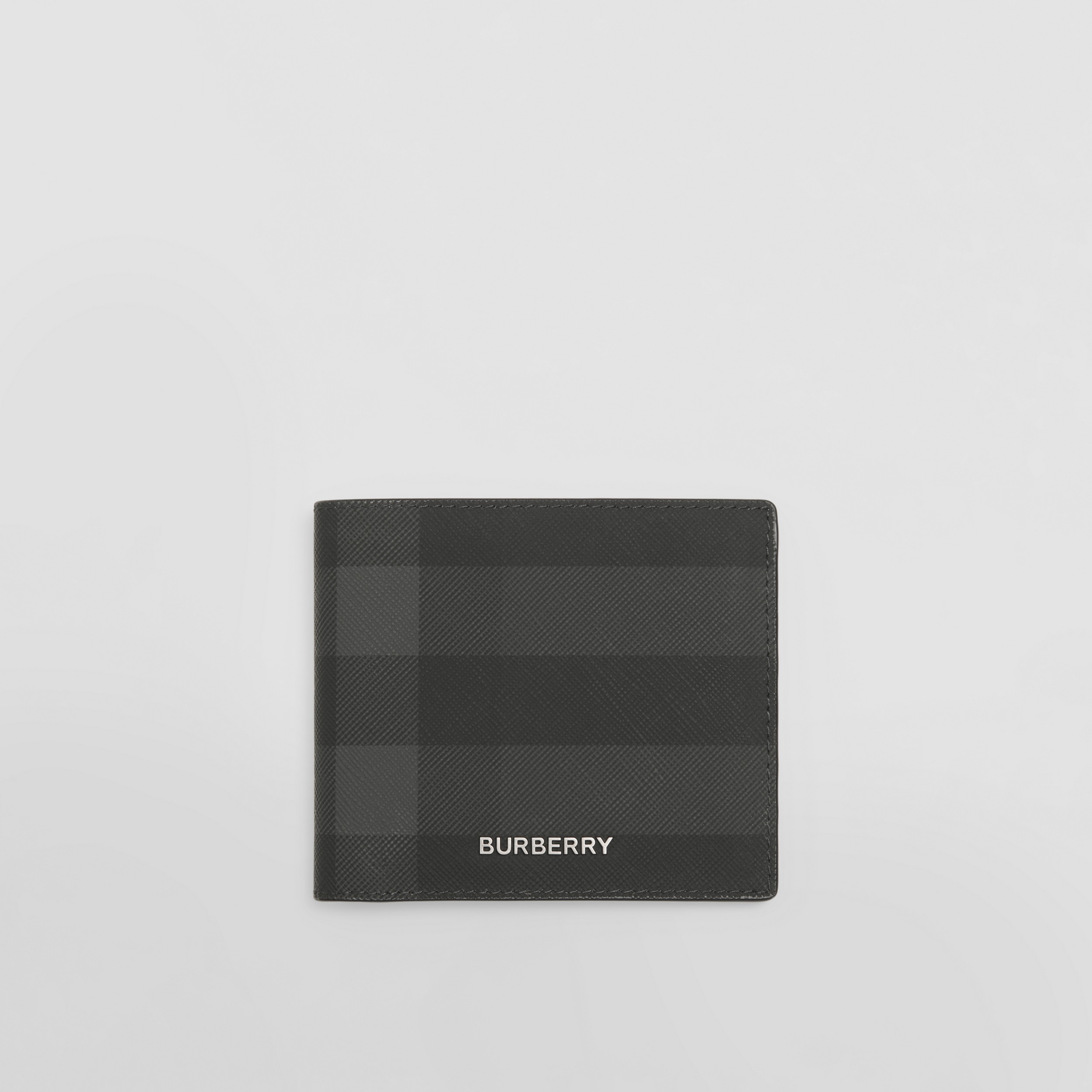 炭灰色格纹拼皮革双折钱夹（国际版） (炭灰色) - 男士 | Burberry® 博柏利官网 - 1