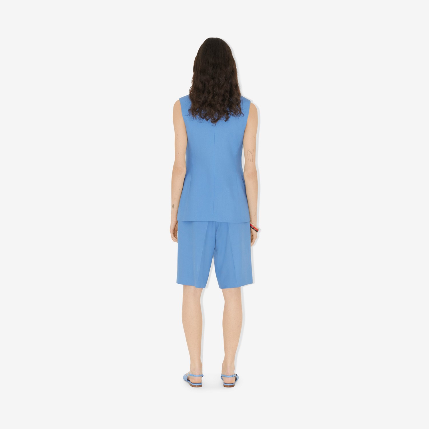 Veste tailleur sans manches en laine (Bleu Barbeau Froid) - Femme | Site officiel Burberry®