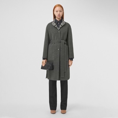 checked wool coat