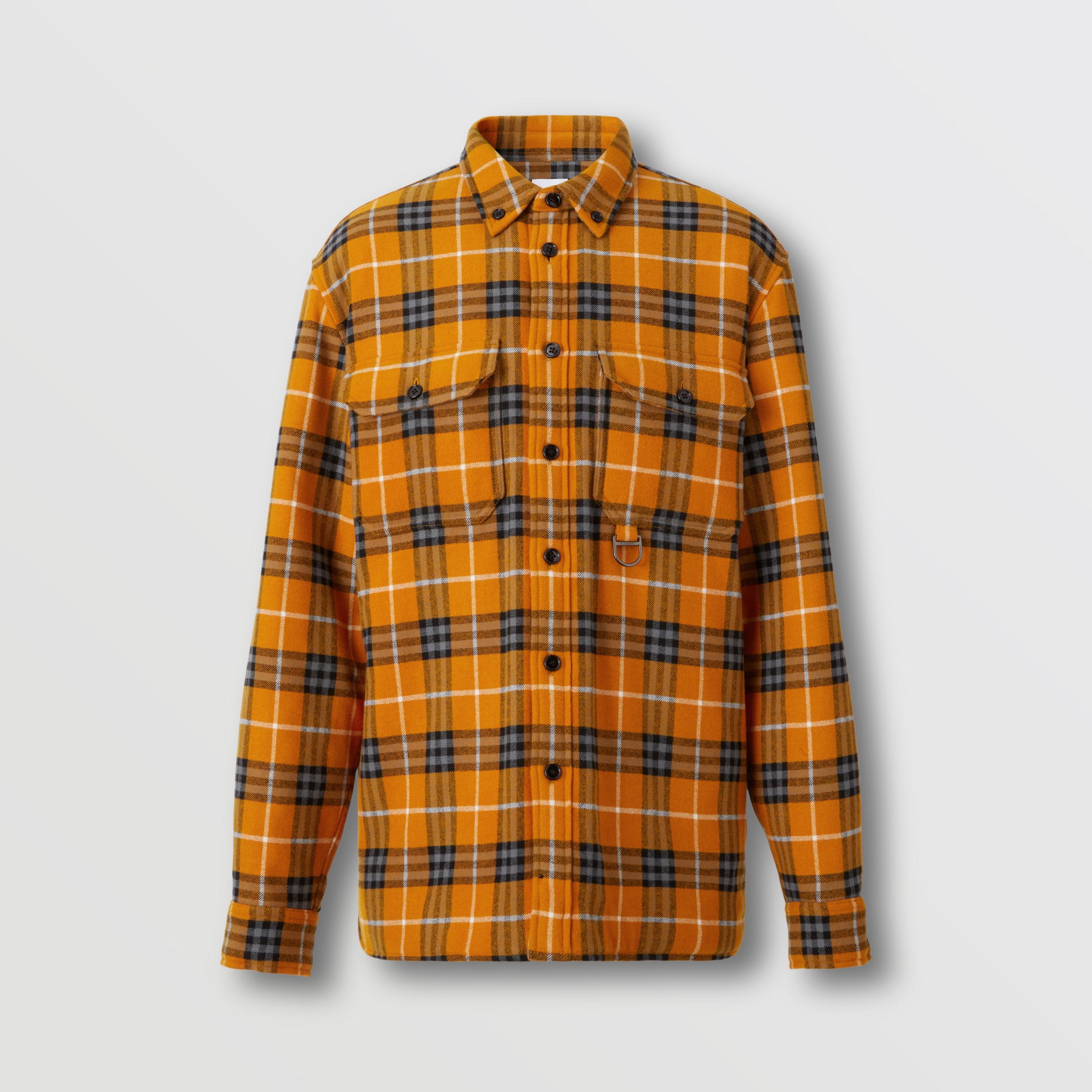 Check Wool Cotton Flannel Overshirt in Deep Ginger - Men | Burberry® Official - 4