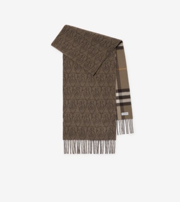 Reversible B Shield Cashmere Scarf in Vole brown | Burberry